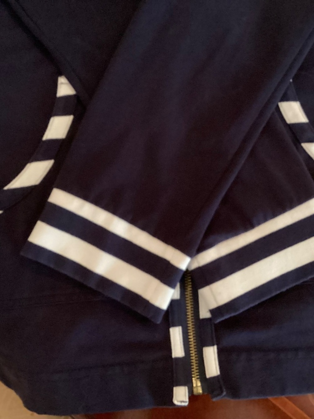 DUFFIELD LANE NAVY WHITE ZIP-UP LONG SLEEVE COTTON JACKET SIZE L - Picture 6 of 10